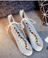 Denim Lace-Up Heel Boots